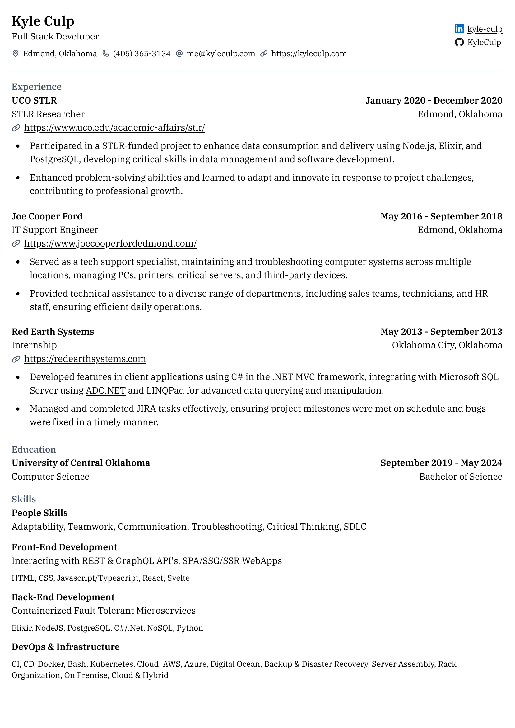 Kyle Culp Resume